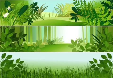 Three forest banners Stock Illustration