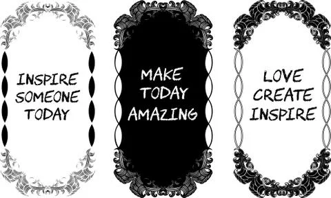 Three frames with motivational sayings. Stockillustratie