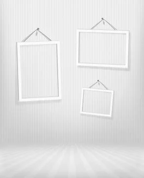 Three frames in striped room Stock Illustration