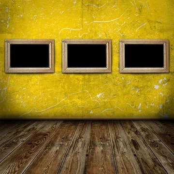 Three frames in vintage room Stock Photos
