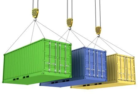 Three freight containers are being hoisted Stock Illustration