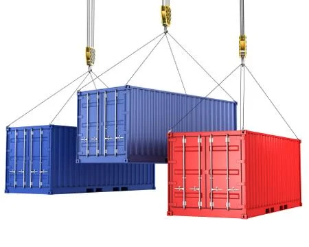 Three freight containers are being hoisted Stock Illustration