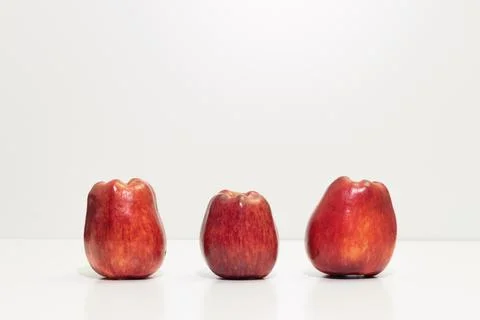 Three fresh apples on a white background Stock Photos