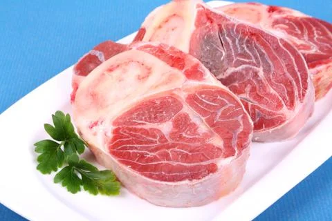 Three fresh beef shanks Stock Photos