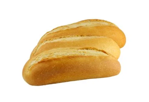 Three fresh breads isolated on white background Stock Photos