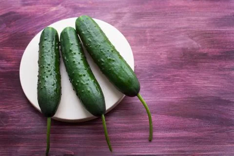 Three fresh cucumbers Stock Photos