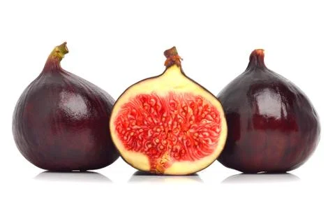 Three fresh figs isolated Stock Photos