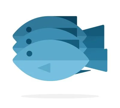 Three fresh fish flat isolated Stock Illustration