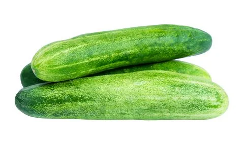 Three fresh green cucumbers isolated Stock Photos