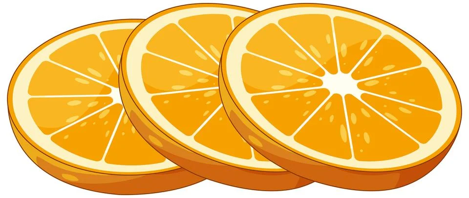 Three Fresh Orange Slices Vector Illustration on White Background Stock Illustration