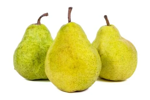 Three fresh pears on white background Stock Photos