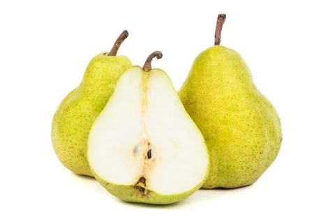 Three fresh pears on white background Stock Photos