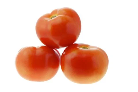Three fresh tomatoes Stock Photos