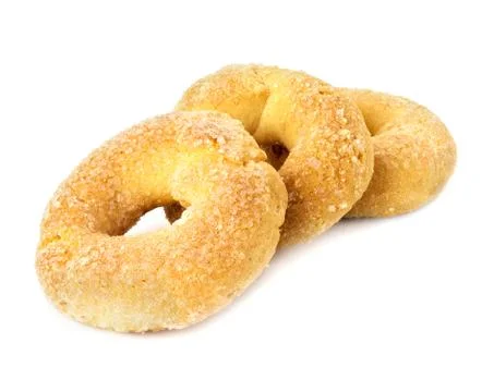 Three fried biscuits with sugar Stock Photos