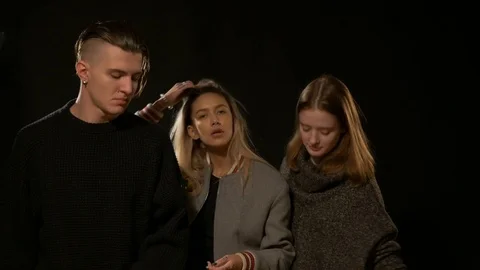 Three friends dancing on camera Видео 72289110