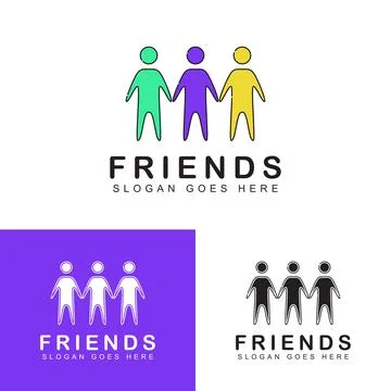 Three friends icon logo Stock Illustration
