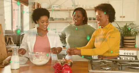 Three friends initiating baking by cracking egg into bowl, passing eggs and Video stock 316702929