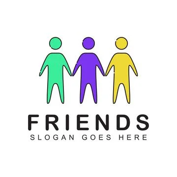 Three friends vector logo sign Stock Illustration