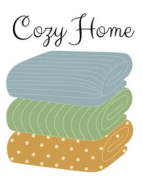 Three fringed woolen blankets.  Stock Illustration