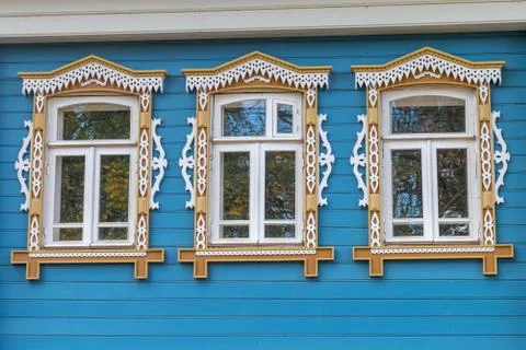 Three front windows Stock Photos