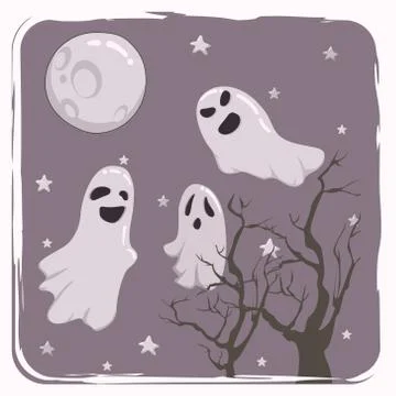 Three funny ghosts Stock Illustration