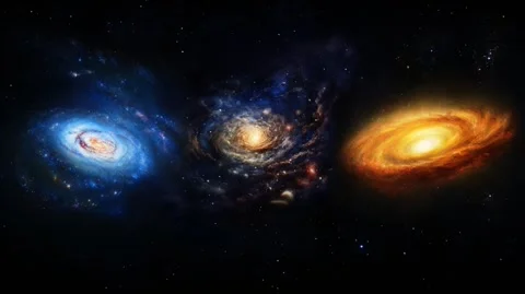 Three Galaxies Outer Space Background Video Stockbeeldmateriaal 245413563