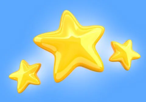 Three game ui stars, rate or gui design elements, assets for app user interface Stock Illustration