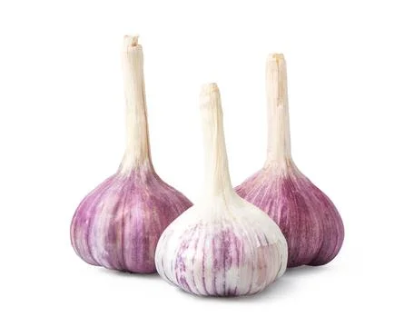Three garlic heads Stock Photos