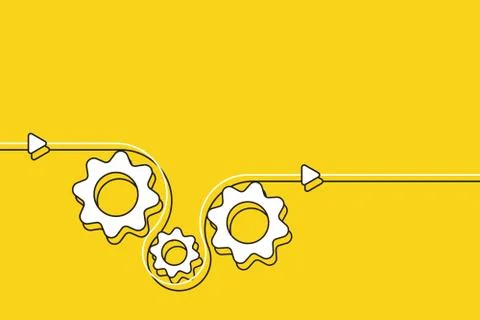 Three gear cog, cogwheels demonstrate business process. 스톡 일러스트
