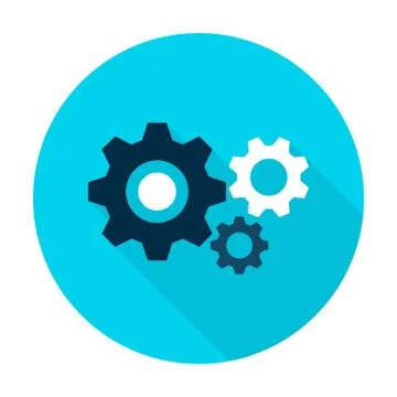 Three Gear Flat Circle Icon Stock Illustration