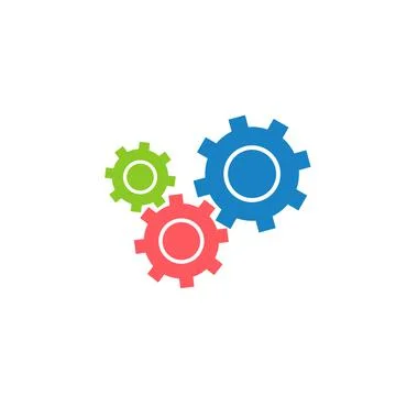 Three Gear Icon Vector on White Background. Vector Illustration eps.10 Stock Illustration