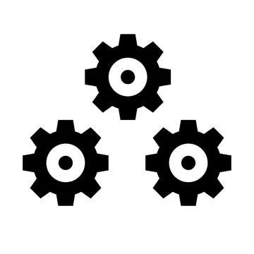 Three gear icons. System configuration and customization. イラスト素材