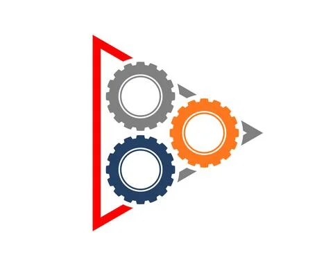 Three gear in the media play button Stock Illustration