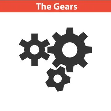 Three gear sign simple icon on white background Stock Illustration