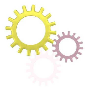 Three gear wheels isolated on white background. Minimal concept. 3d rendering Stock Illustration
