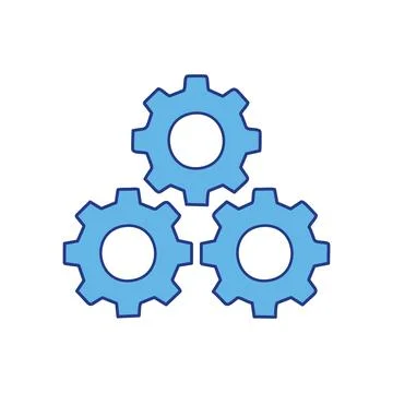Three gears. Blue gears interlock, symbolizing teamwork, cooperation, and t.. Stock Illustration