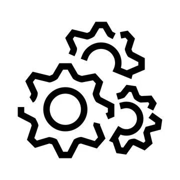 Three gears interlocked representing system process and settings Stock Illustration