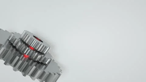 Three gears rotate at different speeds between which light pulses. Business Stock Footage 95596949