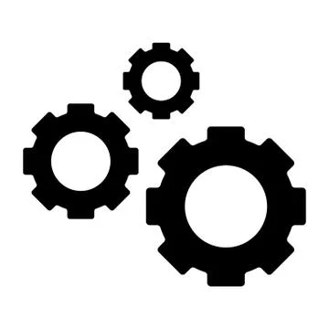 Three gears solid icon. Cogwheels vector illustration isolated on white. Cogs Stock Illustration