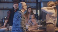 Three Generation Family Enjoying Christmas Meal At Home Stock Footage