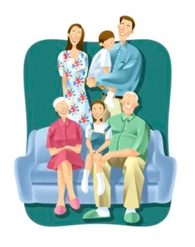 Three-generation family Stock Illustration