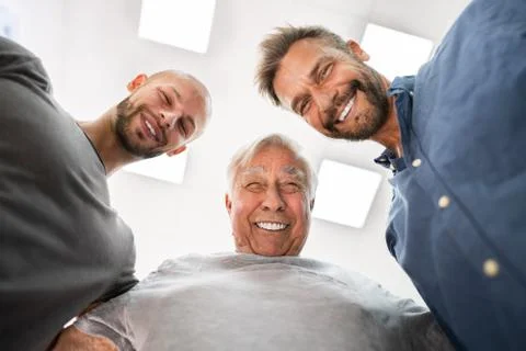 Three Generation Happy Men Standing Stock Photos