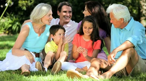 Three Generations of Caucasian Family Leisure Time Stock Footage