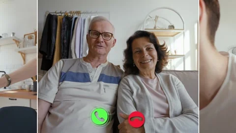 Three generations on a family call during quarantine Stock Footage 305549979