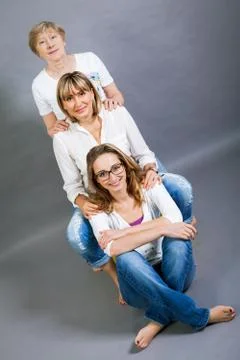 Three generations with a striking resemblance Stock Photos