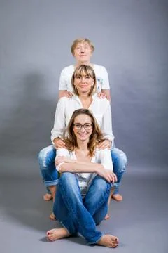 Three generations with a striking resemblance Stock Photos