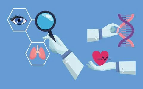 Three genetic testing icons Stock Illustration