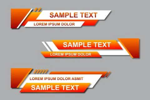 Three geometric lower third banners set design. Modern geometric lower third  Illustrazione stock