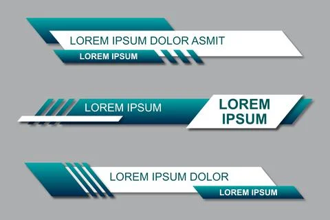 Three geometric lower third banners set design. Modern geometric lower third  Illustrazione stock