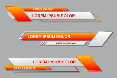 Three geometric lower third banners set design. Modern geometric lower third  Illustrazione stock
